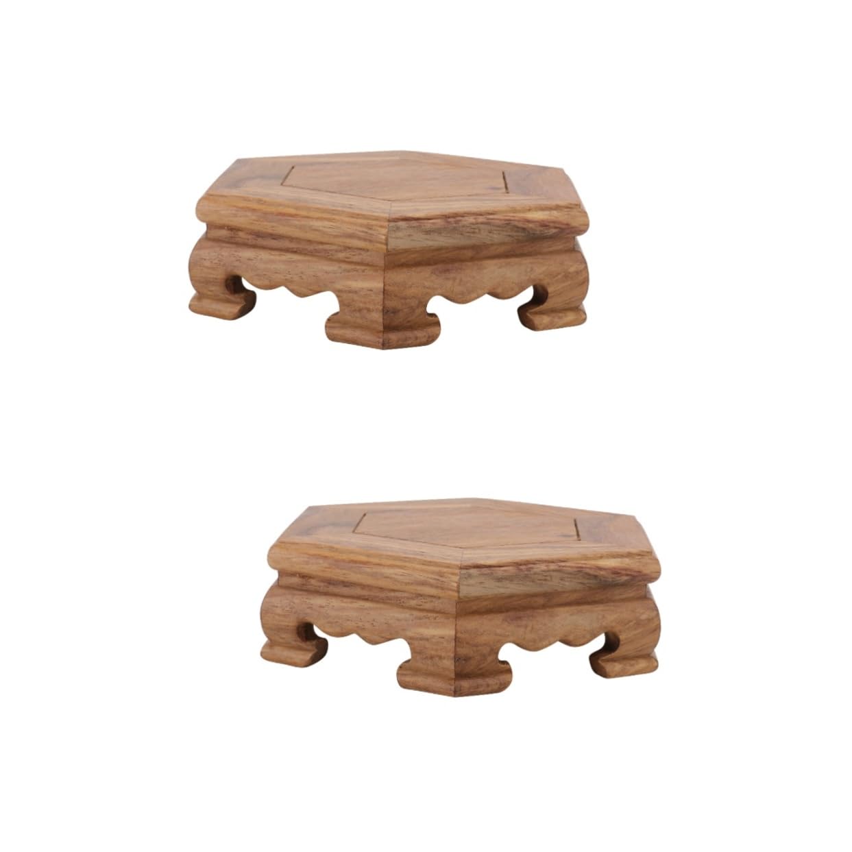 Artibetter 2 Pcs Hexagonal Base Vase Display Stand Shelf Ginger Jar Lamps Planters for Indoor Plants Outdoor Plant Display Rack Oriental Display Stand Round Wooden Flowerpot Saucer Fish Tank