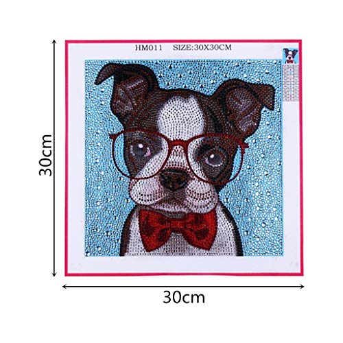 LPRTALK DIY 5D Diamond Painting by Number Kits, Full Round and Special Shaped Drill Cute Pug Crystal Resin Embroidery Dotz Kit Cross Stitch Mosaic Making Supplies Arts Craft for Wall Decoration