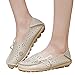 Women Leather Moccasins Loafers Driving Casual Shoes Indoor Flat Slip-on Slippers Beige 9