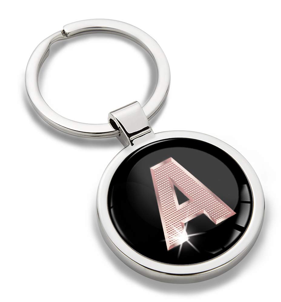 Biomar Labs Letter Keychain Alphabet Initial Keyring 3D Metal Stainless Steel Personalised Initials Charm for Car Keys and House Keys Available in Rose Gold (A in Rose Gold KK 27) — image 1