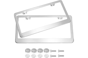 2PCS License Plate Frame Holder, 2 Holes Glossy Stainless Steel License Plate Cover with Mounting Accessories,Durable Rustpro