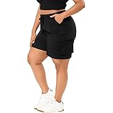 Eytino Womens Plus Size Hiking Cargo Shorts Lightweight Active Athletic Shorts Running Summer Shorts with Pockets(1X-5X)