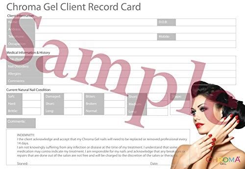 Chroma Gel Client Record Cards - Pack of 25