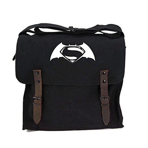 Batman V Superman Logo Army Heavyweight Canvas Medic Shoulder Bag, Black & White