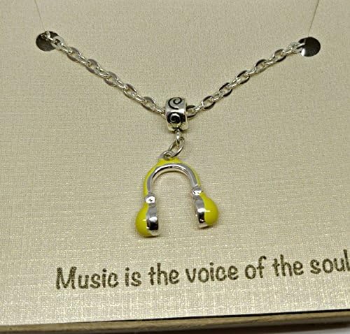 Music Headphones Singer Charm Pendant Silver Plated Necklace Message Card