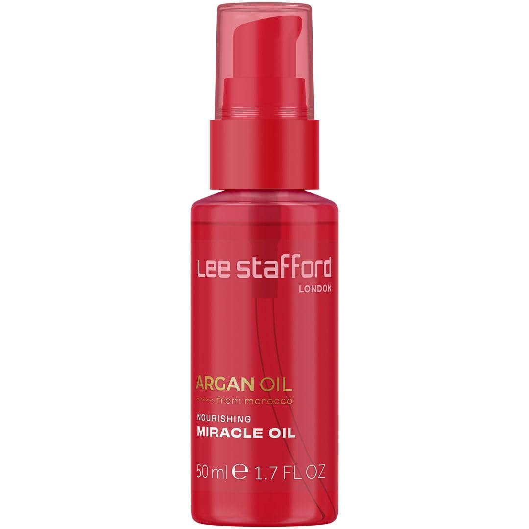 Lee Stafford Miracle Hair Oil | Argan Oil Collection - Best Anti Frizz Styling Oil for Dry & Damaged Hair, Adds Bonding Moisture and Shine to Dull Strands, for Men & Women, After Blowout Coat, 50 ml