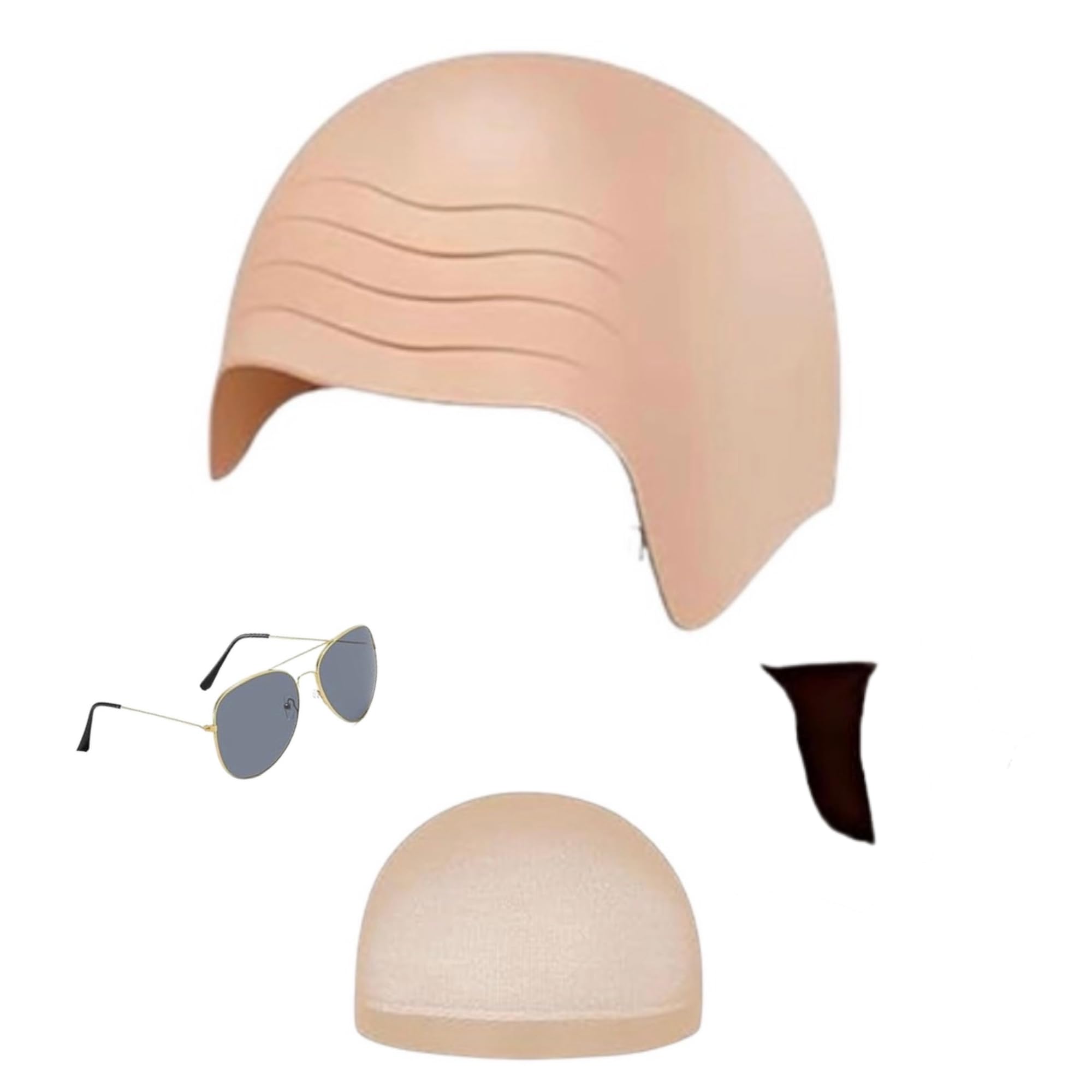 Bald Cap costume kit with sunglasses- Pitbull costume fancy dress Mr Worldwide - Music festival fancy dress party Accesory