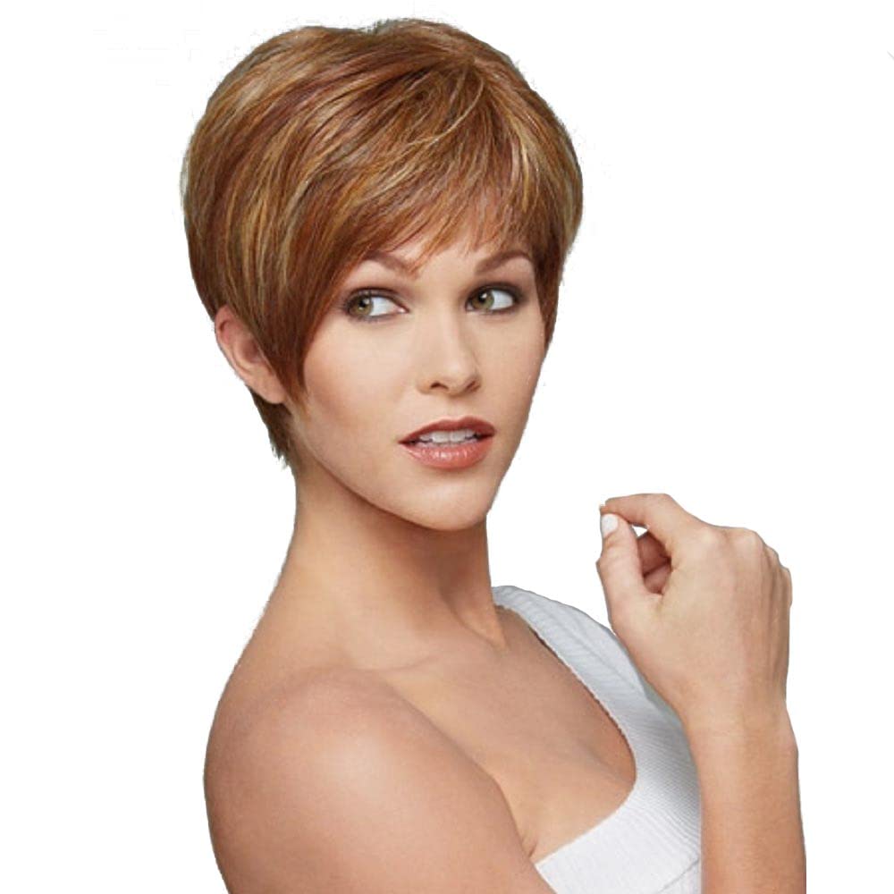 Weiara Blonde Pixie Cut Wigs for Women, Fluffy Non-Deformable, High Temperature Fiber, Wig, Casual, Gold