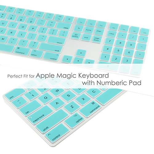 TOP CASE - Ultra Thin Silicone Soft Keyboard Cover Skin Compatible with Apple Magic Keyboard with Numeric Keypad Model: MQ052LL/A A1843 (US Layout, 2017 Released) - Aqua Blue