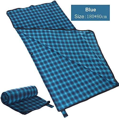 Microfiber Fleece Zippered Sleeping Bag, Travel Camping Sheet Sleeping Bag Liner, Envelope Sleep Sack Zippered Warm Roomy Liner Blanket with Carry Storage Bag (Blue)