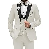 Wangyue Men's Tuxedo Suit 3 Piece Slim Fit Suit for Men Tuxedo for Men Wedding Party Dinner Prom