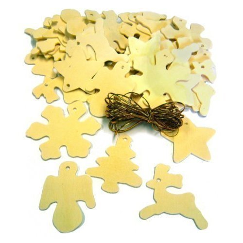 Major Brushes Mixed Wooden Christmas Tree Decorations - Pack 50