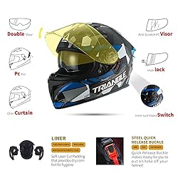 TRIANGLE Dual Visor Full Face Motorcycle Bike