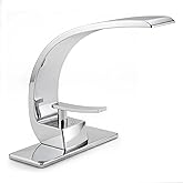 HOMHII Single Handle Bathroom Sink Faucet 1 or 3 Hole, Modern Design Bathroom Vanity Faucet with Deck Plate, Hoses for Vanity, Basin, Rv, Lavatory Sink (Chrome)