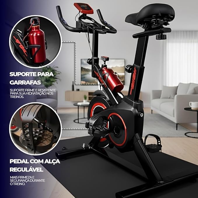 VINCS Bicicleta Ergométrica Bike Spinning Silenciosa Premium p/Casa Academia | Fitness, Emagrecimento e Cardio | Assento Ajustável, Painel Monitor, Regulagem de Carga, Design Confortável Bike Ergometrica