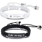 VNOX Personalized Customize Name Date Quote Friendship Love Couple Bracelet Handmade Braided Rope Bracelet Anniversary Christmas Gift for Him and Her,Adjustable