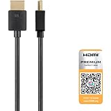 Monoprice High Speed HDMI Cable - Certified Premium, 4K@60Hz, HDR, 18Gbps, 36AWG, YUV, 4:4:4, 2 Feet, Black - Ultra Slim Seri