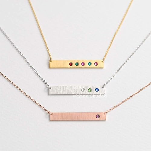 birthstone bar necklace for mom