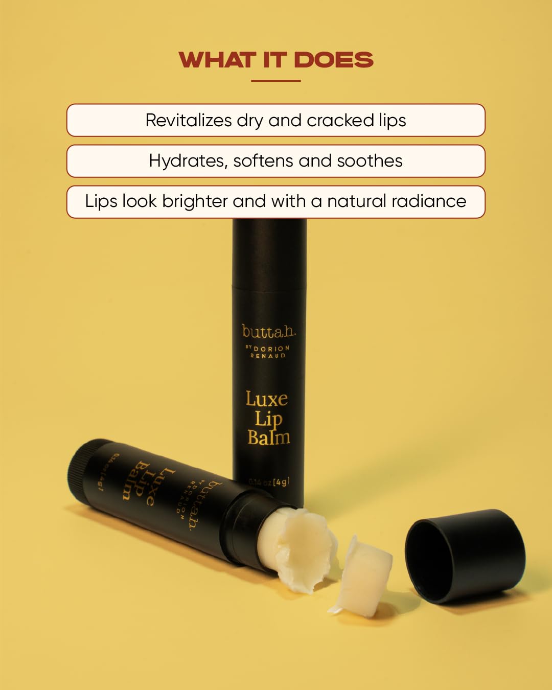 Buttah Skin by Dorion Renaud Luminating & Nourishing Lip Balm .15oz [2 Pack] - for Healthy Looking Lips - Shea Butter - Naturally Based Skin Care - Black-Owned Skincare