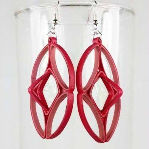 Art Deco Red Earrings, Handmade Earrings, Paper Quilling Statement Jewelry