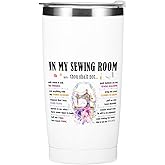 Funny Sewing Lovers Gifts Tumbler, 20 oz Stainless Steel Coffee Mug，Travel Cup，Insulated Cup with Lid for Car, Novelty Quilting Gifts for Women Girlfriend Mother Wife Grandma Christmas Birthday