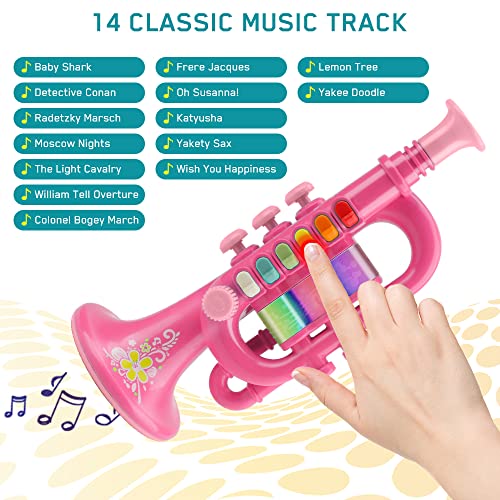 QUUREN Trumpet Toys, Toy Trumpet for Kids Music Toys Simulation Trumpet