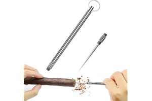 Benpaoba Black Cigar Holder Needle Stainless Steel Punch Draw Enhancer ToolandNubber Assemblage Field Tool Can Be Dredge Cigar Avoid Burns Hangs with Key Ring Black 6 Inch