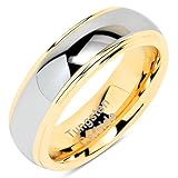 100S JEWELRY 6mm Tungsten Rings for Men Women Wedding Band Two Tones Gold Silver Engagement Size 5-13