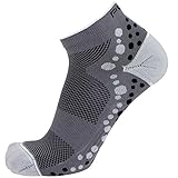Ultra-Comfortable Running Socks - Anti-Blister Dot Technology, Moisture Wicking (Grey/Black, S/M)