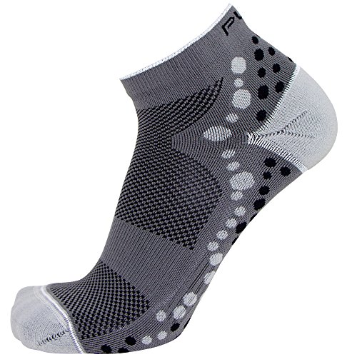 Ultra-Comfortable Running Socks - Anti-Blister Dot Technology, Moisture Wicking (Grey/Black, L/XL)