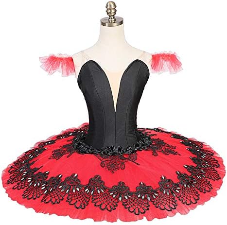 QSEFT Professional Tutus Red Black Pancake Ballet Costumes Performance Classical Ballet Tutu Nutcracker Tutu Red
