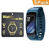 [5 pack] Samsung Gear Fit2 Screen Protector, Wtbone Full Coverage Screen Protector for Samsung Gear Fit2 (Gear Fit 2) HD Clear Anti-Bubble Film