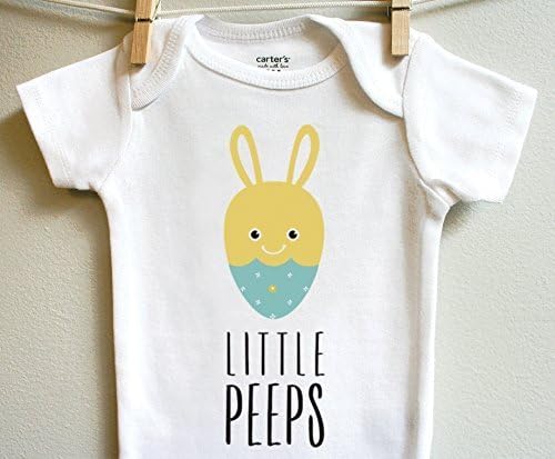 Little Peeps Easter Bunny Egg Boy Girl Baby Bodysuit Romper One Piece Short Sleeve 6 Months