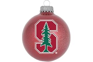 RFSJ Stanford Cardinal Blown Glass Sparkle Ornament, Red
