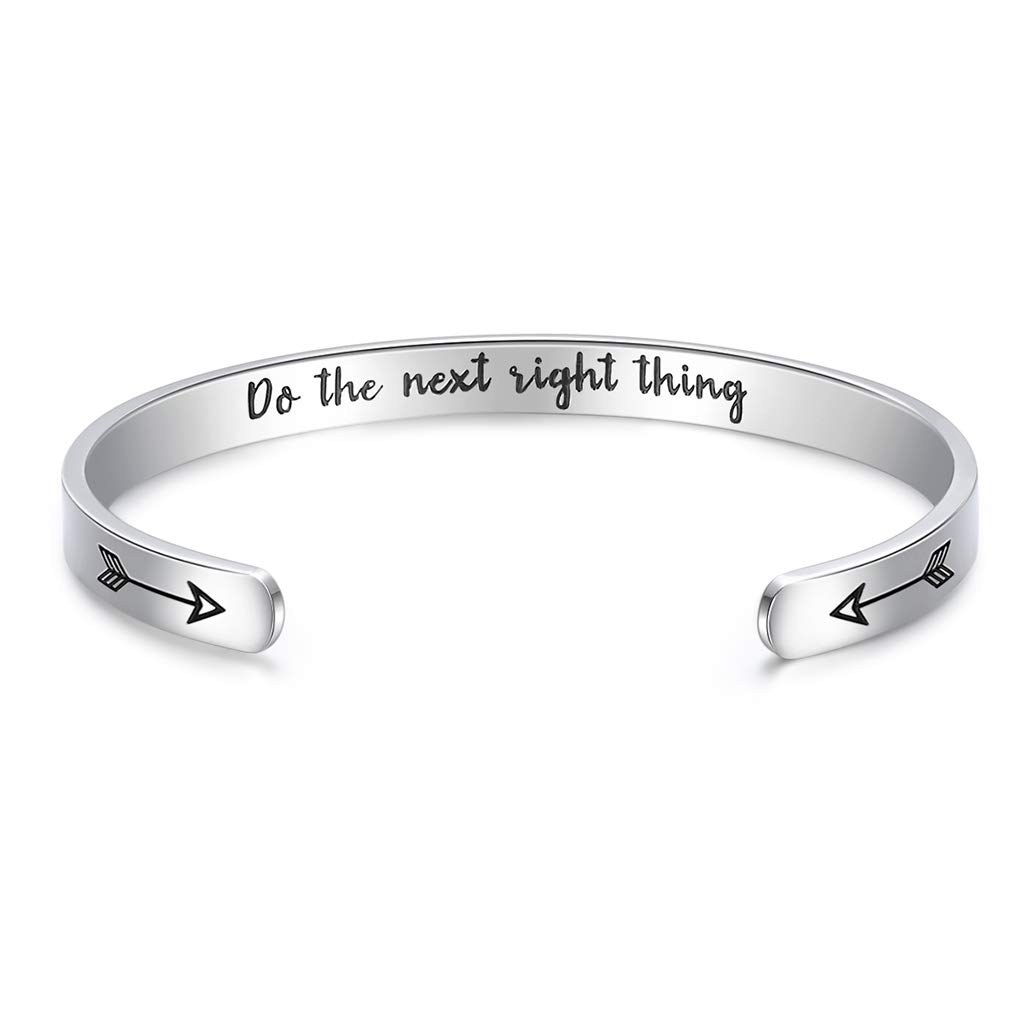 CERSLIMO Friendship Bracelet for Women - Inspirational Friendship Gifts, Motivational Cuff Bangle for Sister Mother Teacher Gifts, Do Next Right Thing