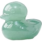 Runyangshi 1PCS Duck Figurine Statue Natural Crystal Green Aventurine Duck 1.18" Healing Crystal Stone Hand Carved Lucky Duckling Sculpture Home Desk Office Decoration Duck Lover Gift