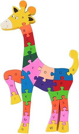 Amazon Traveppy木製キリンパズル教育玩具英語アルファベット文字a To Z And 1 26番号best Gift For Kid Children Lreaning数学英語deerジグソーパズル ジグソーパズル おもちゃ