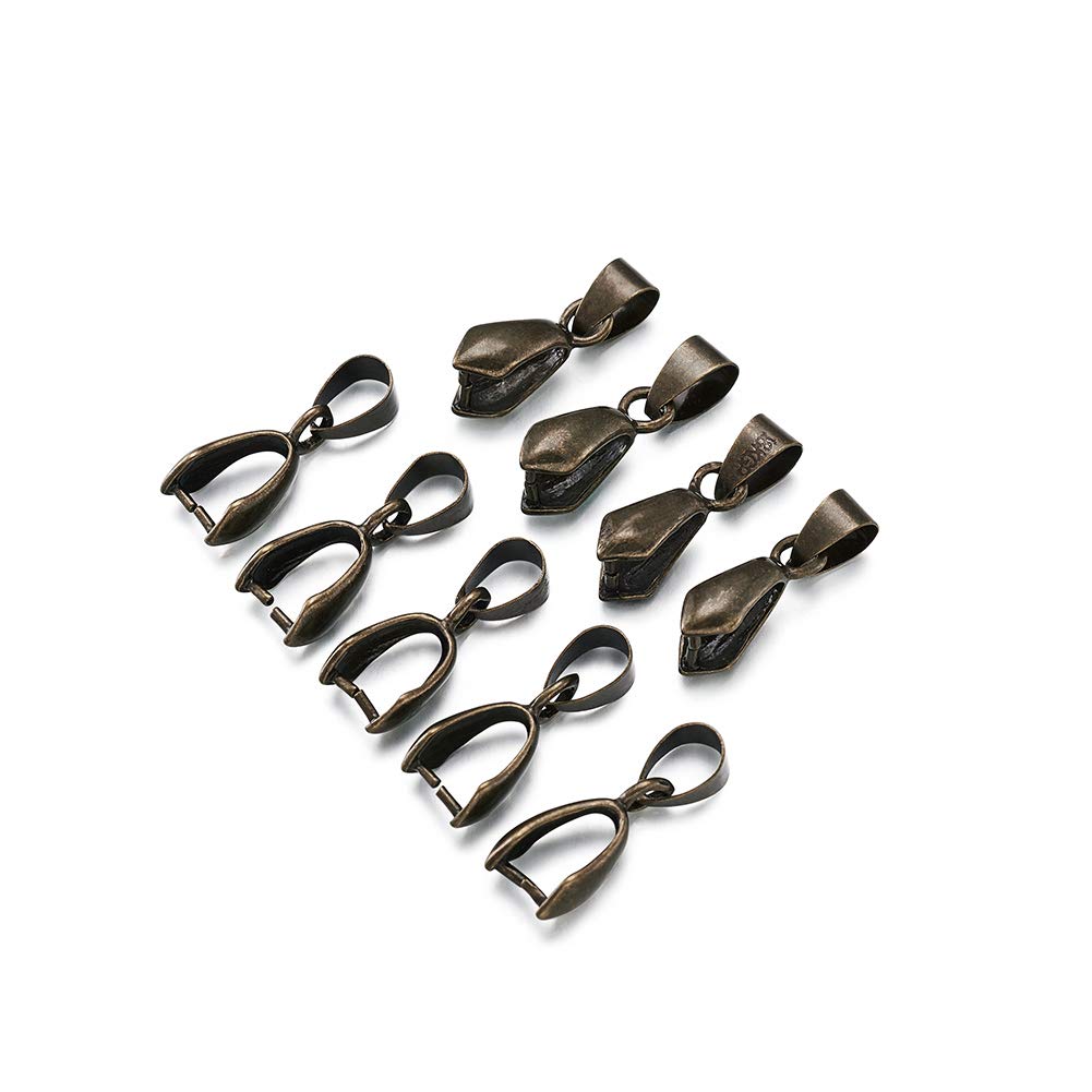 Pandahall 20pcs Antique Bronze Brass Ice Pick Pinch Bails Beads Dangle Charm 20x7mm Metal Hangers Pendant Clasp Connector for Jewelry Making