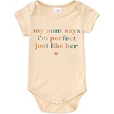 Ritatte Newborn Baby Girl Boy Onesie Infant Auntie's Lil' Dude Bodysuit Romper Unisex Funny Cute Aunt One-Piece Clothes 0-18M
