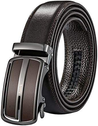 Gentleman Stitched Genuine Leather Uniform Belt Brown Buckles Gift for Men
