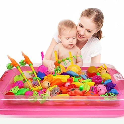Seven One 40pcs/lot With Inflatable pool Magnetic Fishing Toy Rod Net Set For Kids Child Model Play Fishing Games Outdoor Toys