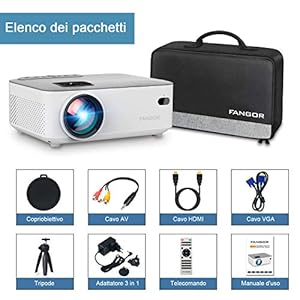 Proiettore WiFi FANGOR Mini Proiettore portatile 5500L Videoproiettore Nativo 720P Proiettore Casa con Display da 200… - immagine 8