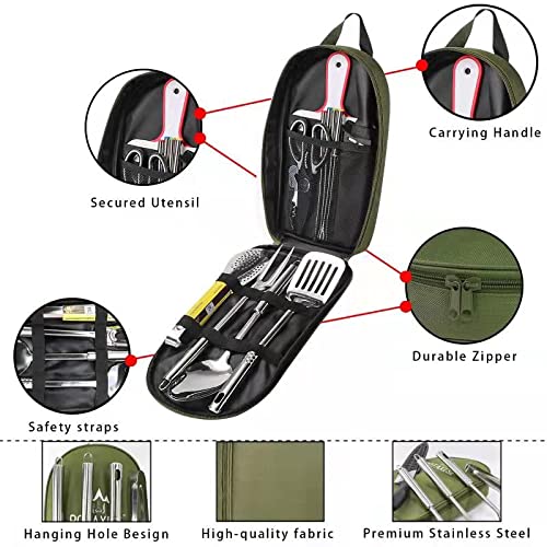 Camping Cooking Set, 15Piece Camping Kitchen Set Portable Camping Gear