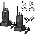 BAOFENG Walkie Talkies Long Range for Adults Kids Two Way Radios with Earpieces,16 Channel UHF, Rechargeable Handheld 2-Way Radios with Flashlight （2 Pack）, black, 88A