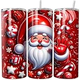 Personalize It - Santa Claus Theme Christmas Tumbler 20oz Stainless Steel tumbler with Lid and Straw Cup Mug
