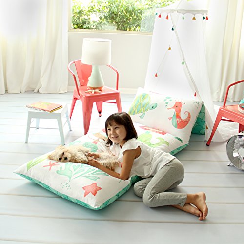 image for Butterfly Craze Kid's Floor Pillow Bed Cover - Use as Nap Mat, Portabl