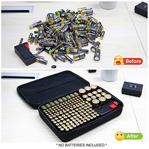 SURDAR 188 Batteries Organizer Storage Bag Hard Case Carrying Case Box Holder- Holds AA AAA C D 9V 3V Included Battery Tester BT-168 (Not Included Batteries) - Thumbnail 5
