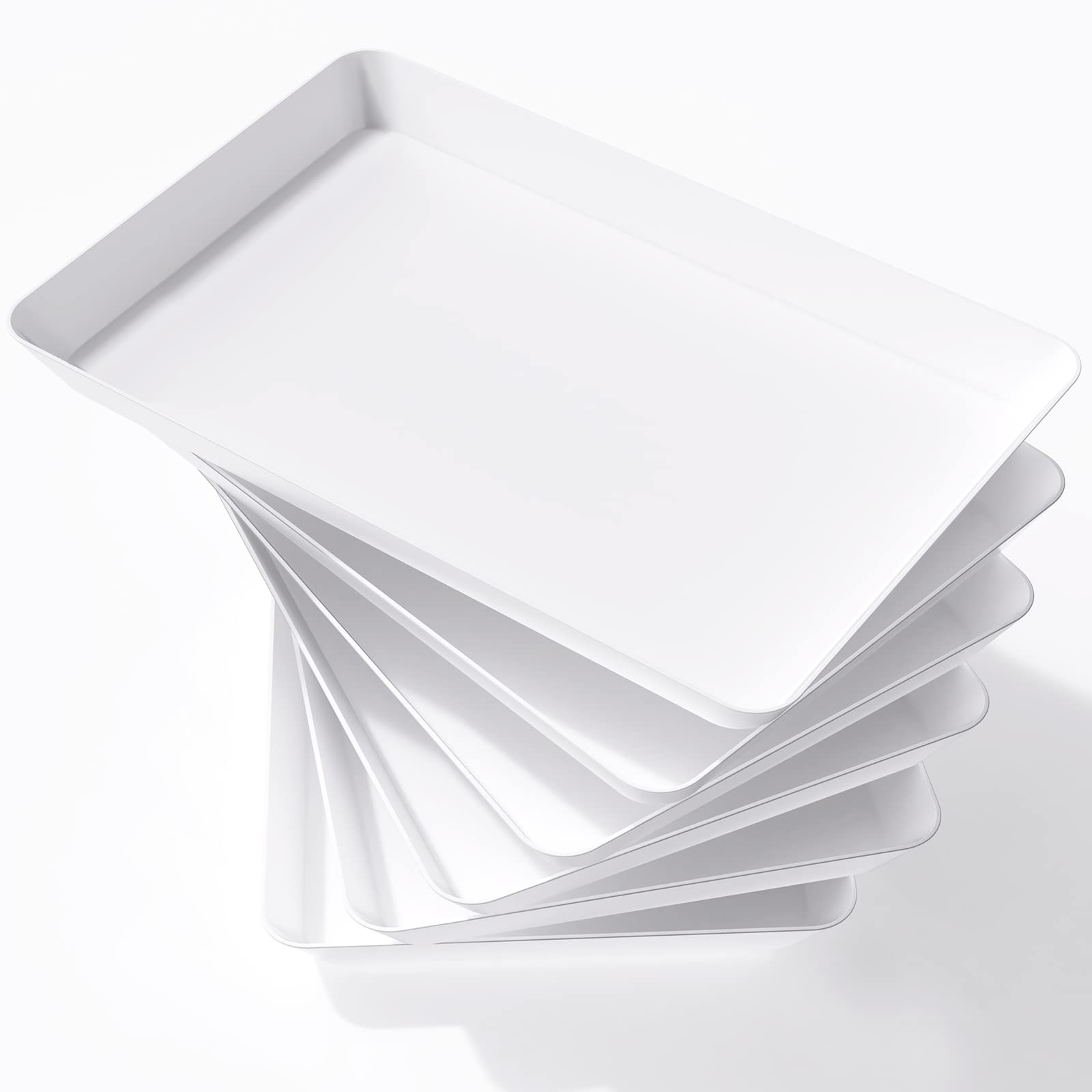 Photo 1 of Lifewit Serving Tray Plastic for Party Supplies, 15" x 10" Platters for Serving Food, 6 pcs White Reusable Tray for Veggie, Snack, Fruit, Cookies, Desserts in Kitchen/Pantry Organization