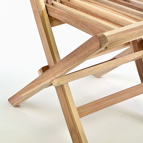 Divero 2er Set Kinderstuhl Gartenstuhl Klappstuhl Holzstuhl Teakholz Stuhl für Terrasse Garten klappbar unbehandelt Natur braun – Bild 5