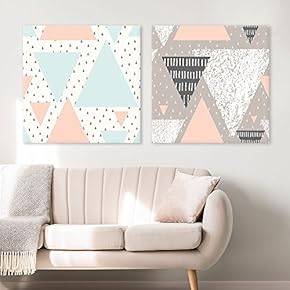 2 Panel Square Canvas Wall Art - Fresh Color Geometry Patterns Patterns - Giclee Print Gallery Wrap Modern Home Art Ready to Hang - 12"x12" x 2 Panels